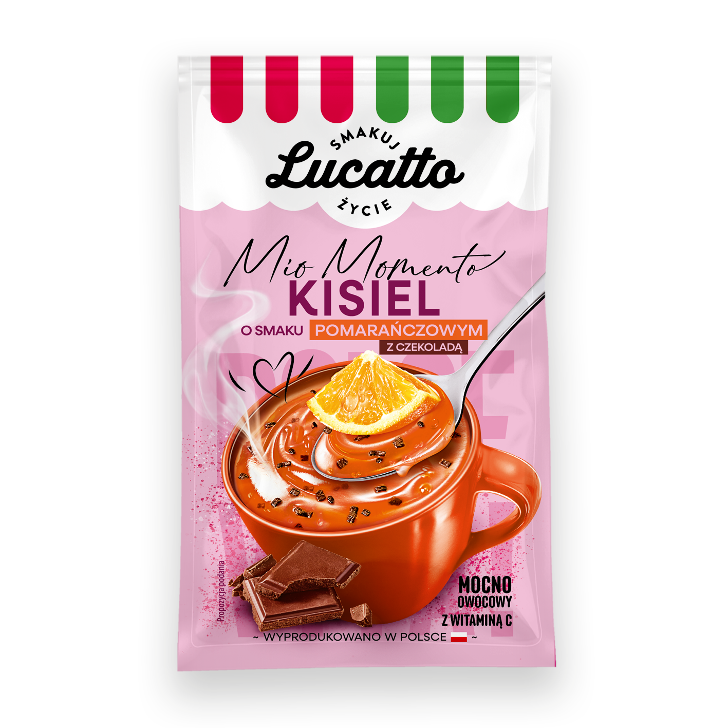 Lucatto Kisiel instant o smaku pomaranczowym z czekolada