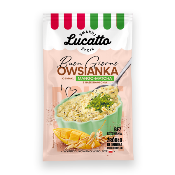 Owsianka mango matcha z nasionami chia