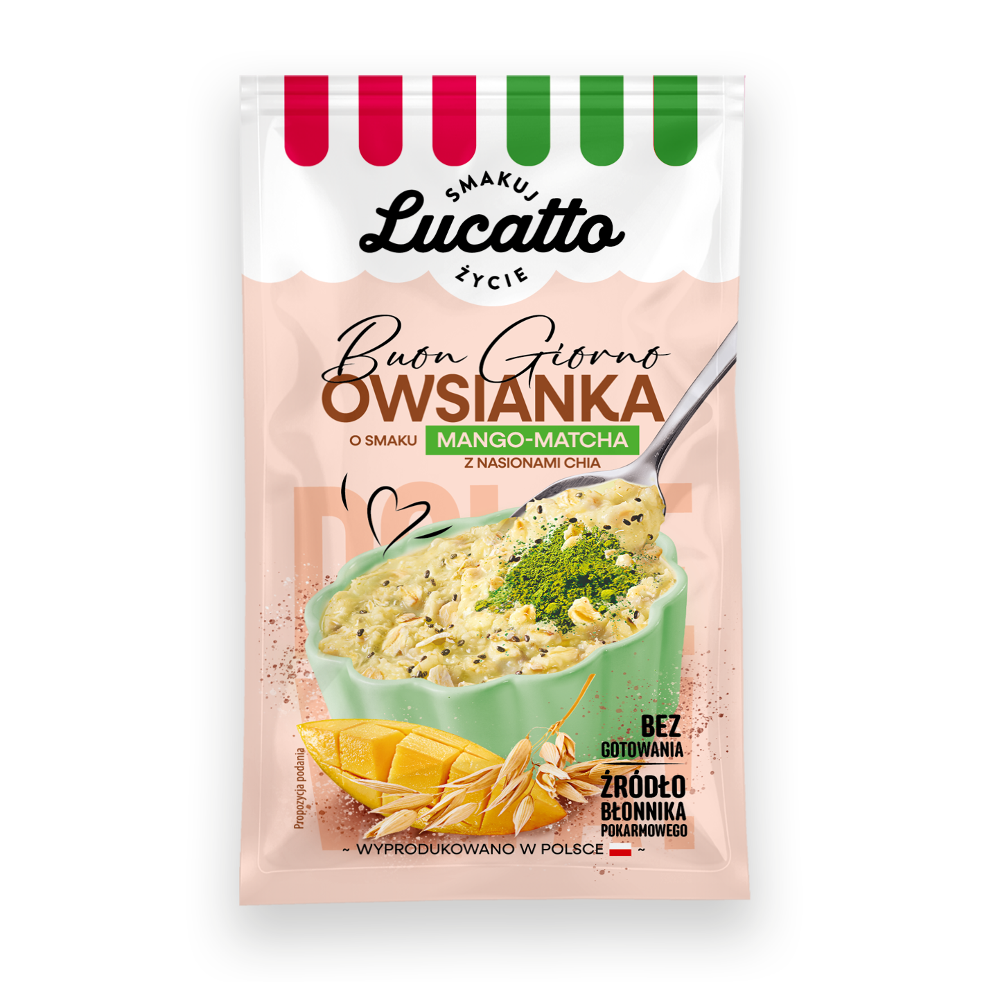 Owsianka mango matcha z nasionami chia - obrazek 1