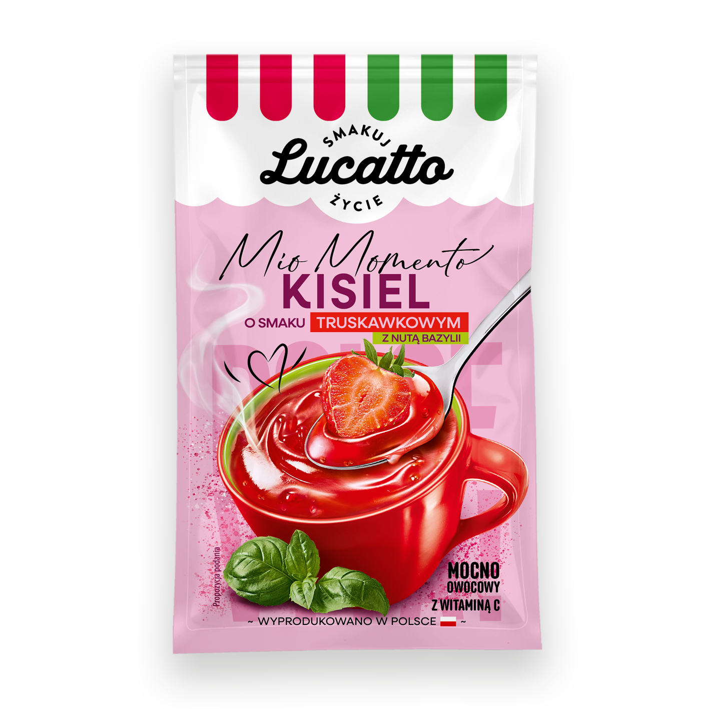 Lucatto kisiel instant o smaku truskawkowym z bazylia