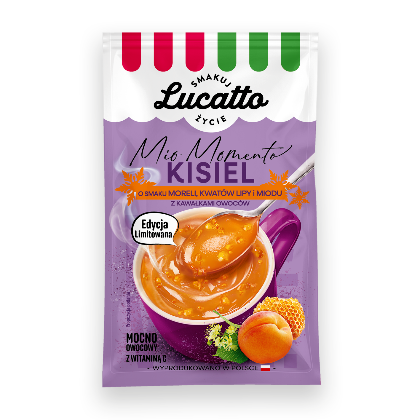 Lucatto kisiel instant rozgrzewajacy o smaku morela lipa miod