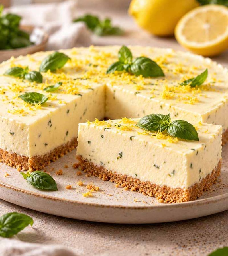 Cytrynowa tarta na zimno z bazylią 1 cytrynowa tarta na zimno z bazylia