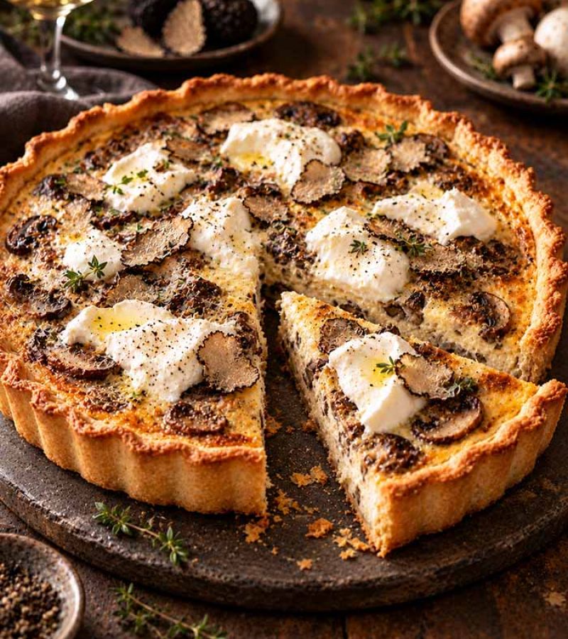Quiche z burratą, pieczarkami i truflą 1 quiche z burrata pieczarkami i trufla