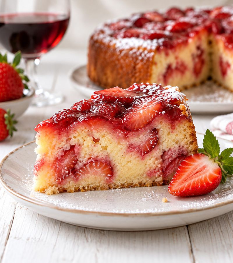 Jogurtowe “wino & truskawki” – Fragole al Vino Cake 1 ciasto jogurtowe z truskawkami i winem bez pieczenia