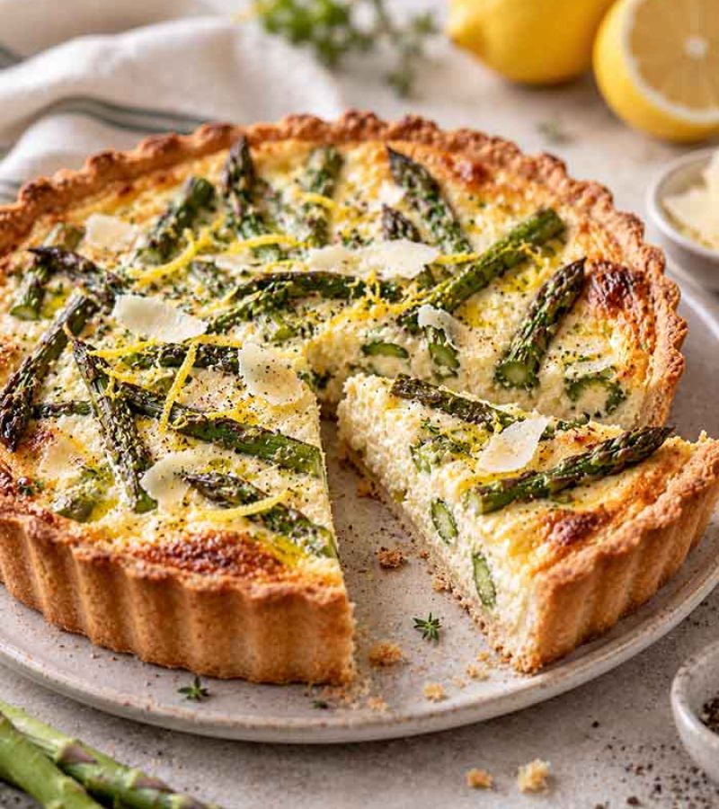Tarta z ricottą, cytryną i szparagami 1 tarta z ricotta cytryna i szparagami