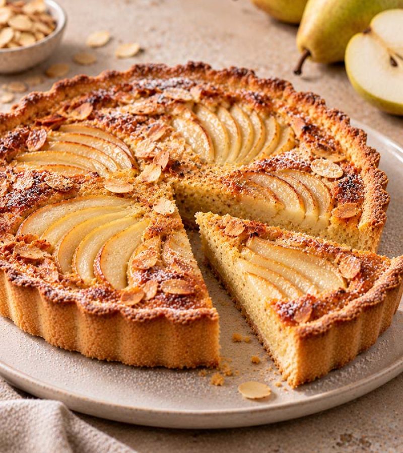Włoskie kruche ciasto migdałowe z frangipane i gruszką 1 wloskie kruche ciasto migdalowe z frangipane i gruszka
