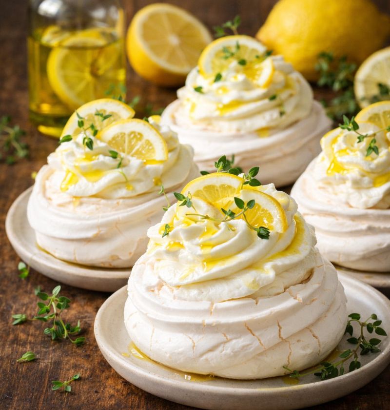 Beza cytrynowa z kremem mascarpone i oliwą z cytryny 1 Beza cytrynowa z kremem mascarpone i oliwą z cytryny