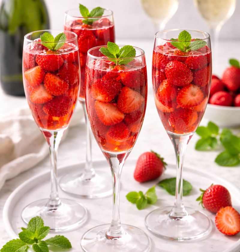 Truskawki w malinowej tafli z prosecco