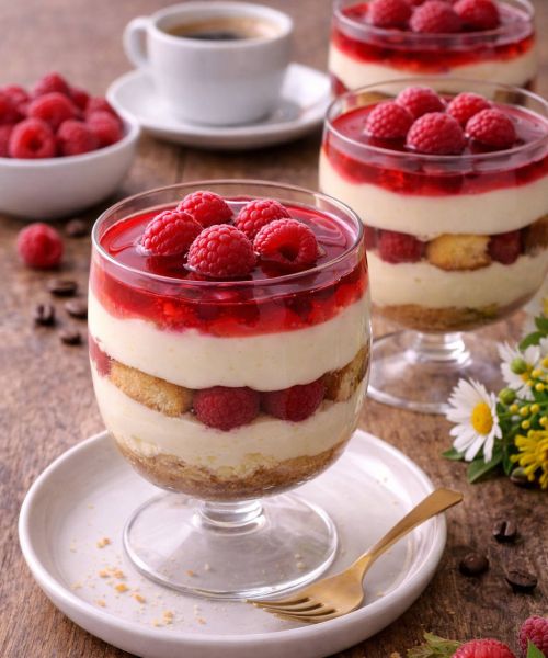 Tiramisu malinowe z kawą