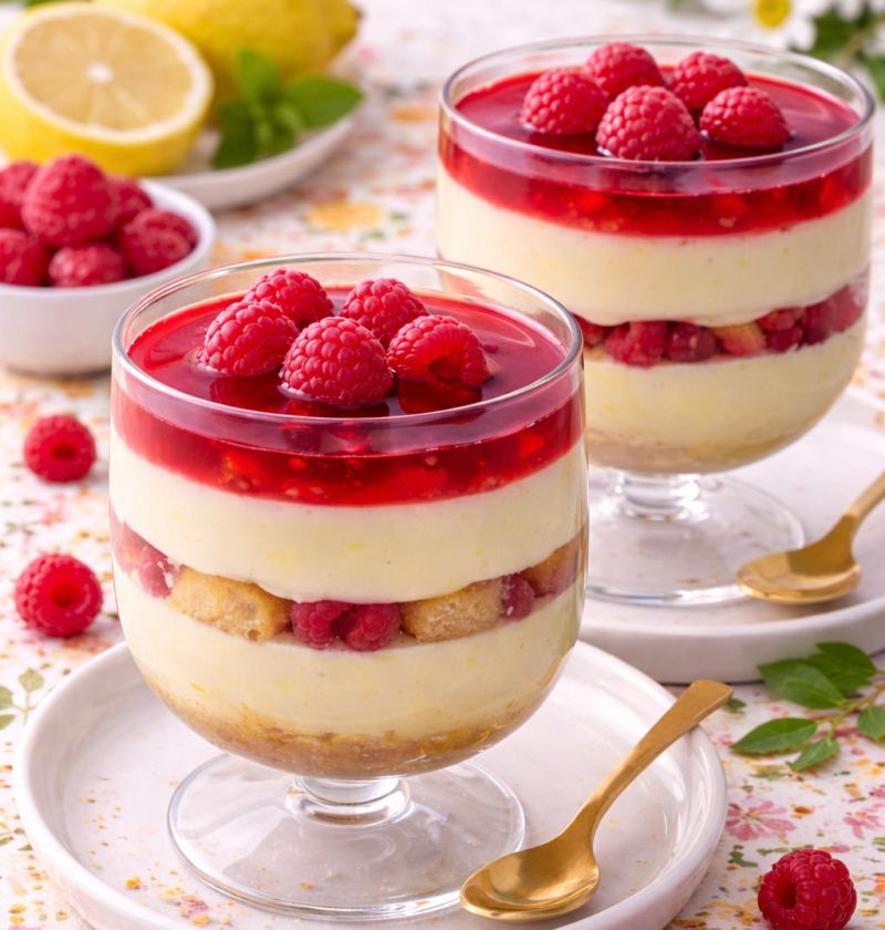 Cytrynowe mascarpone w pucharkach z malinową taflą 1 Cytrynowe mascarpone w pucharkach z malinową taflą