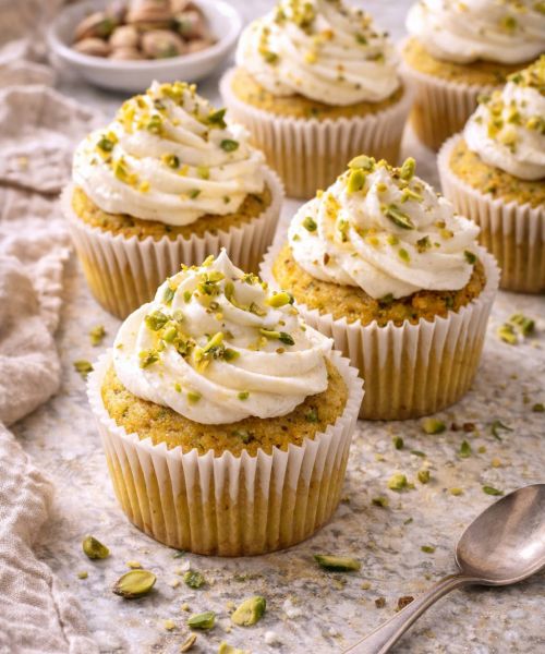 Babeczki pistacjowo-waniliowe z kremem mascarpone