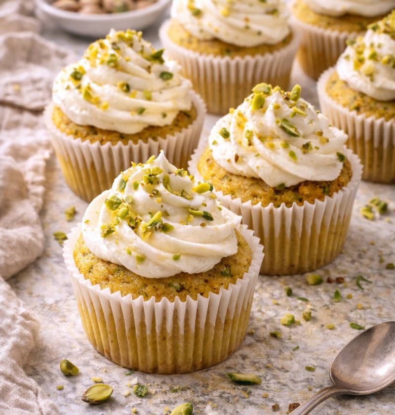 Babeczki pistacjowo-waniliowe z kremem mascarpone 1 Babeczki pistacjowo-waniliowe z kremem mascarpone