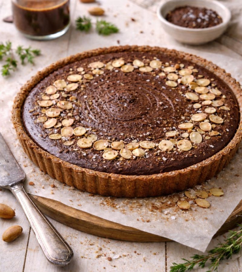 Czekoladowa tarta migdałowa z ricottą i espresso 1 Czekoladowa tarta migdałowa z ricottą i espresso
