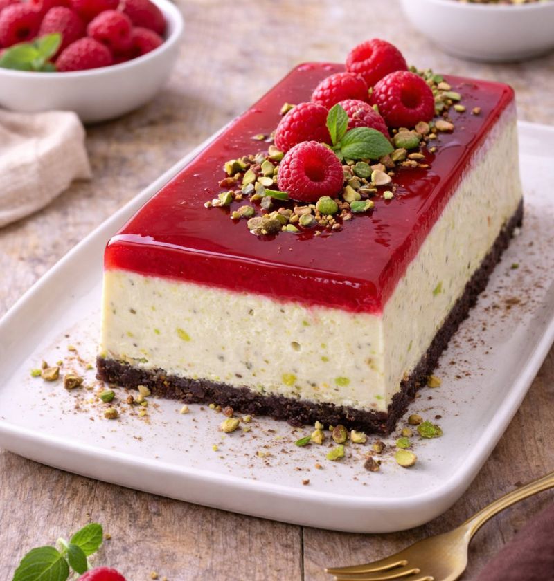 Semifreddo pistacjowe z malinową taflą 1 Semifreddo pistacjowe z malinową taflą